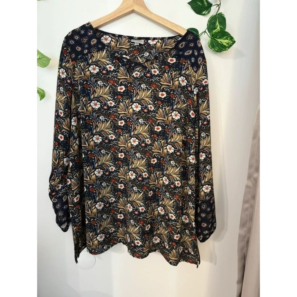 Bohemian Floral Blouse Tunic Top Long Sleeve Peasant Top 18/20